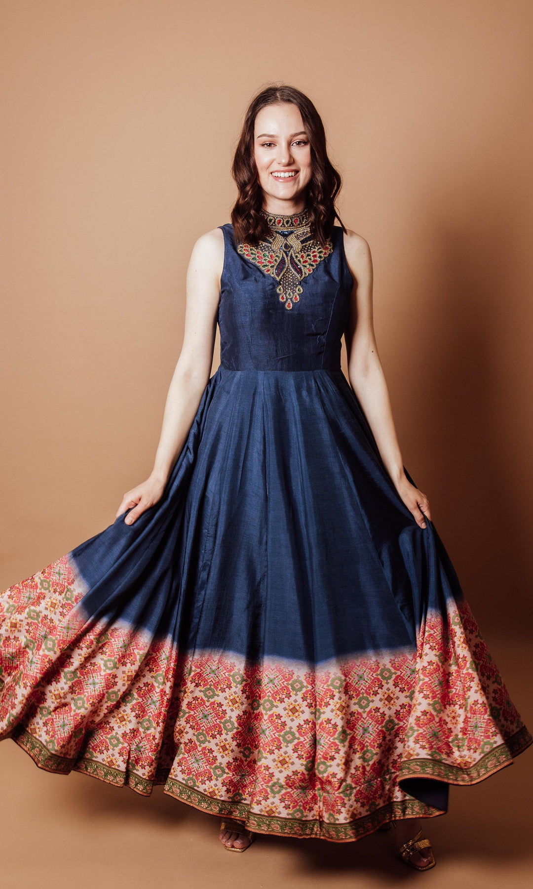Aneri Vajani - Teal Blue Off Shoulder Gown – Jiya by Veer Design Studio